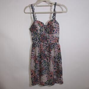 Blue Floral Mini Sundress With Padding